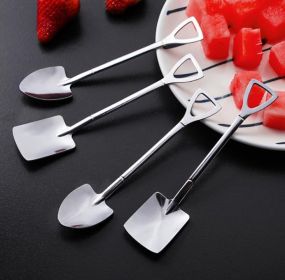 Dessert Spoon Set, 4 Pcs 4.8 Shovel Shape Stainless Steel Spoons, Ice Cream Fruit Spoon For Home, Kitchen Or Restaurant By Aliotech