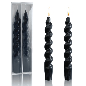 XINAOBAOLUO 7.5 inch Unscented Candles Dripless Taper Candles Black Candle Sticks Smokeless Twisted Candles Pack of 2