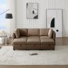 Modular Sectional Sofa Couch Bed with Storage 6 Seater, Sleeper Sofa Bed Couch with Reversible Chaise Ottomans, Adjustable Arms and Backs - Brown