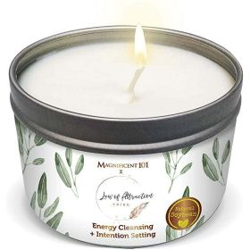 MAGNIFICENT101 Law of Attraction Tribe Pure White Sage Smudge Candle for House Energy Cleansing, Banishes Negative Energy I Purification and Chakra He