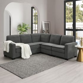 [VIDEO provided][New] 89*89" Oversized Velvet Modern Sectional Sofa,Large L Shaped Upholstered Indoor Furniture with Double Cushions,5 seat Cloud Corn