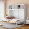 Queen Size Murphy Bed Wall Bed with Top Cabinets,White