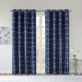 Total Blackout Metallic Print Grommet Top Curtain Panel(Only 1 Pc Panel)