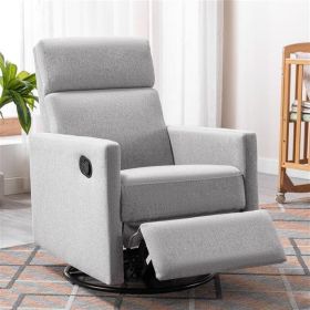 Modern Upholstered Rocker Nursery Chair Plush Seating Glider Swivel Recliner Chair, Gray