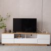 Modern TV stand for TVs up to 80'' , Media Console with Multi-Functional Storage, Entertainment Center with Door Rebound Device, TV cabinet for living