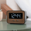 Lumoday Dual USB Charging Station Digital Alarm Clock (Black/Wood)