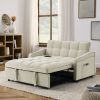 Loveseats Sofa Bed with Pull-out Bed,Adjsutable Back and Two Arm Pocket,TypeC and USB Charging with Copper nail,Beige (47"x53"x31")