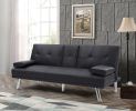 BLACK FOLDABLE SOFA BED WITH CUP HOLDER