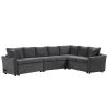 124.8"L-shaped Sofa Convertible Sofa Bed Pull Out Sofa Sleeper with Two Back Pillows, Two USB Ports and Two Power Sockets for Living Room, Gray (Old S