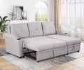 80.3" Orisfur. Pull Out Sofa Bed Modern Padded Upholstered Sofa Bed , Linen Fabric 3 Seater Couch with Storage Chaise and Cup Holder , Small Couch for