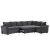 124.8"L-shaped Sofa Convertible Sofa Bed Pull Out Sofa Sleeper with Two Back Pillows, Two USB Ports and Two Power Sockets for Living Room, Gray (Old S