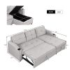 80.3" Orisfur. Pull Out Sofa Bed Modern Padded Upholstered Sofa Bed , Linen Fabric 3 Seater Couch with Storage Chaise and Cup Holder , Small Couch for