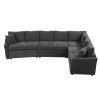 124.8"L-shaped Sofa Convertible Sofa Bed Pull Out Sofa Sleeper with Two Back Pillows, Two USB Ports and Two Power Sockets for Living Room, Gray (Old S