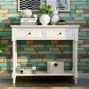 Console Table Traditional Design with Two Drawers and Bottom Shelf (Ivory White)