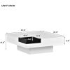 Modern Minimalist Design 31.5*31.5in Square Coffee Table with Detachable Tray and Plug-in 16-color LED Strip Lights Remote Control for Living Room