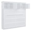 Queen Size Murphy Bed Wall Bed with Top Cabinets,White