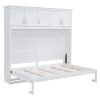 Queen Size Murphy Bed Wall Bed with Top Cabinets,White