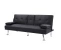 BLACK FOLDABLE SOFA BED WITH CUP HOLDER