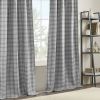 Plaid Faux Leather Tab Top Curtain Panel with Fleece Lining(Only 1 Pc Panel)