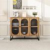 Storage Cabinet with Glass Door, Sideboard Buffet Cabinet for Kitchen,Dining Room, Walnutcolor