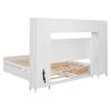 Queen Size Wooden Bed With All-in-One Cabinet, Shelf and Sockets,Twin XL Trundle,White