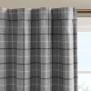 Plaid Faux Leather Tab Top Curtain Panel with Fleece Lining(Only 1 Pc Panel)