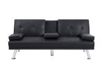 BLACK FOLDABLE SOFA BED WITH CUP HOLDER