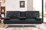 BLACK FOLDABLE SOFA BED WITH CUP HOLDER