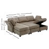 Modular Sectional Sofa Couch Bed with Storage 6 Seater, Sleeper Sofa Bed Couch with Reversible Chaise Ottomans, Adjustable Arms and Backs - Brown