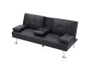 BLACK FOLDABLE SOFA BED WITH CUP HOLDER