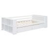 Twin Size Daybed with Shelves and Drawers, White