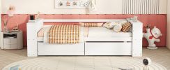 Twin Size Daybed with Shelves and Drawers, White