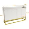 Stylish and Functional 4-Door Storage Cabinet with Square Metal Legs and Particle Board Material,for Living Room and Kitchen,White