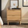 Mid-Century Modern 2-Drawer Solid Wood Nightstand ‚Äì Natural Pine