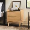 Mid-Century Modern 2-Drawer Solid Wood Nightstand ‚Äì Natural Pine