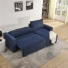 Modular Corduroy Upholstered 3 Seater Sofa Bed with Storage for Home Apartment Office Living Room, Free Combination, L Shaped , Blue