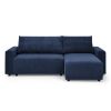 Modular Corduroy Upholstered 3 Seater Sofa Bed with Storage for Home Apartment Office Living Room, Free Combination, L Shaped , Blue