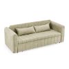 3 in 1 Pull-Out Bed Sleeper, Modern Upholstered 3 Seats Lounge Sofa & Couches with Rolled Arms Decorated with Copper Nails , Convertible Futon 3 Seats