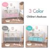 Kids bookcase with Collapsible Fabric Drawers, Children's Book Display, Toy Storage Cabinet Organizer, White+Gray