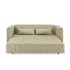 3 in 1 Pull-Out Bed Sleeper, Modern Upholstered 3 Seats Lounge Sofa & Couches with Rolled Arms Decorated with Copper Nails , Convertible Futon 3 Seats