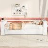 Twin Size Daybed with Shelves and Drawers, White