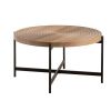 33"Modern Thread Design Round Coffee Table , MDF Table Top with Cross Legs Metal Base