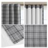 Plaid Faux Leather Tab Top Curtain Panel with Fleece Lining(Only 1 Pc Panel)