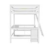 Full Size Loft Bed with U-shaped Desk, Drawers and Storage Shelves, White