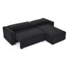 Modular Corduroy Upholstered 3 Seater Sofa Bed with Storage for Home Apartment Office Living Room, Free Combination, L Shaped , Black