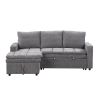 U_STYLE Soft Upholstered Sectional Sofa Bed with Storage Space, Suitable for Living Rooms and Apartments.