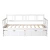 Twin Size Daybed Wood Bed with Two Drawers,White