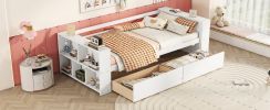 Twin Size Daybed with Shelves and Drawers, White