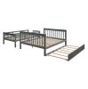 Stairway Twin-Over-Full Bunk Bed with Twin size Trundle, Storage and Guard Rail for Bedroom, Dorm, for Adults, Gray(OLD SKU :LT000119AAE)