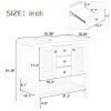 36" Bathroom Vanity with Ceramic Basin, Two Cabinets and Drawers, Open Shelf, Solid Wood Frame, Grey (OLD SKU: SY999101AAE)